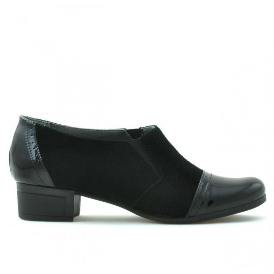 Pantofi casual dama 651 lac negru combinat