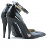 Women stylish, elegant shoes 1247 patent petrol pearl