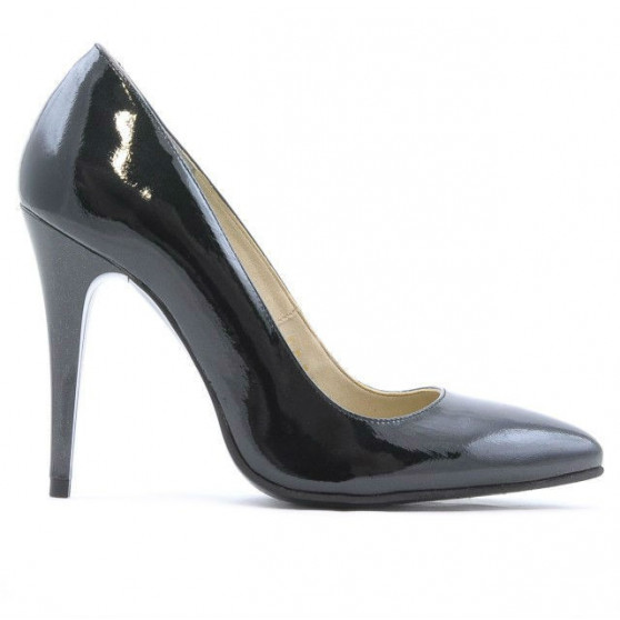 Women stylish, elegant shoes 1241 patent petrol pearl