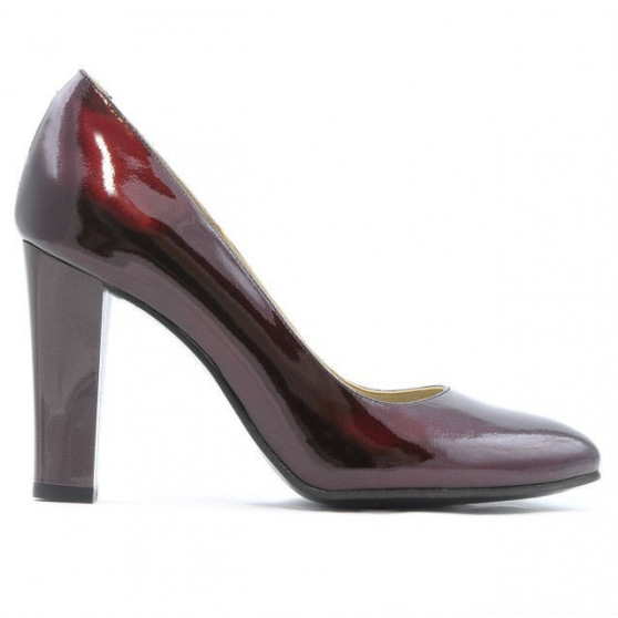 Women stylish, elegant shoes 1214 patent bordo01