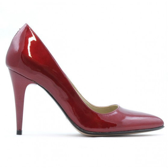 Women stylish, elegant shoes 1246 patent bordo