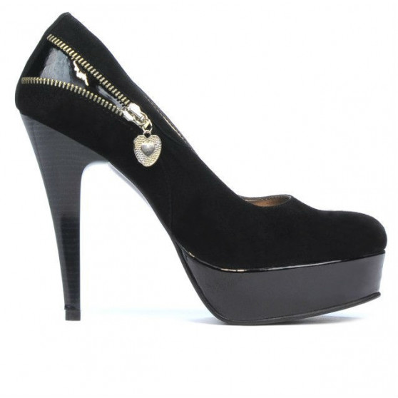 Women stylish, elegant shoes 1201 black antilopa combined