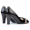 Women stylish, elegant shoes 1263 patent black+beige