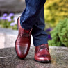 Men stylish, elegant shoes 828-1 a brown