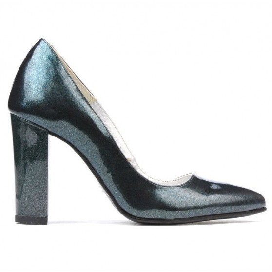 Women stylish, elegant shoes 1261 patent lime pearl