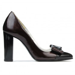 Women stylish, elegant shoes 1262 patent bordo satin+patent black