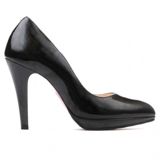Women stylish, elegant shoes 1233 patent black satinat
