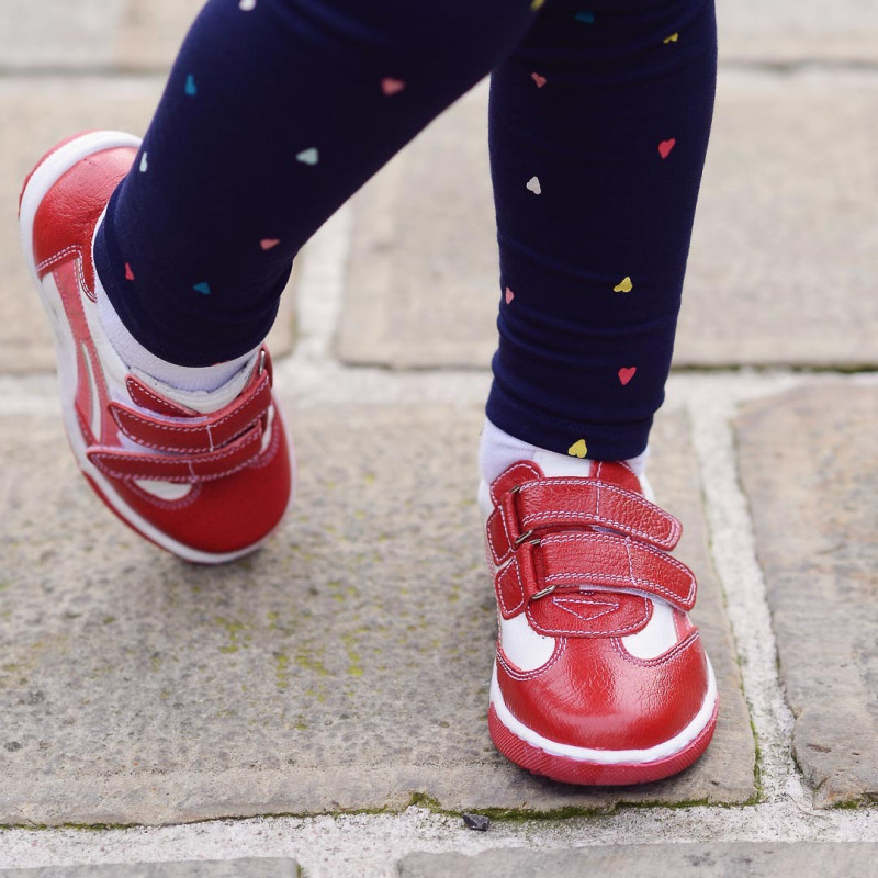 Pantofi copii mici 16-1c rosu+alb lifestyle