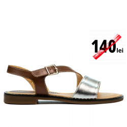 Women sandals 5070 brown+silver