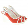 Women sandals 5000 red coral velour+white