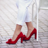 Women stylish, elegant shoes 1252 red antilopa