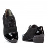 Pantofi casual dama 652 lac negru combinat