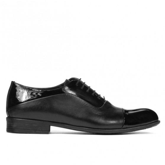 Pantofi eleganti barbati 762 lac negru combinat
