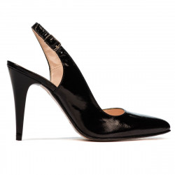 Women sandals 1249 patent black satinat