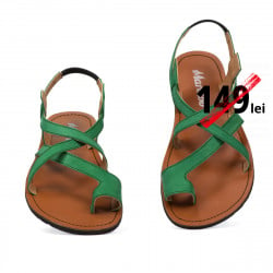 Women sandals 5076 green velour