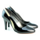 Women stylish, elegant shoes 1218 patent black+beige