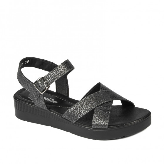 Sandale dama 5049-1 negru metalizat