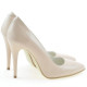 Women stylish, elegant shoes 1241 patent beige pearl