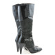 Women knee boots 1109 patent black+black antilopa