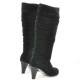 Women knee boots 1120 black+black antilopa