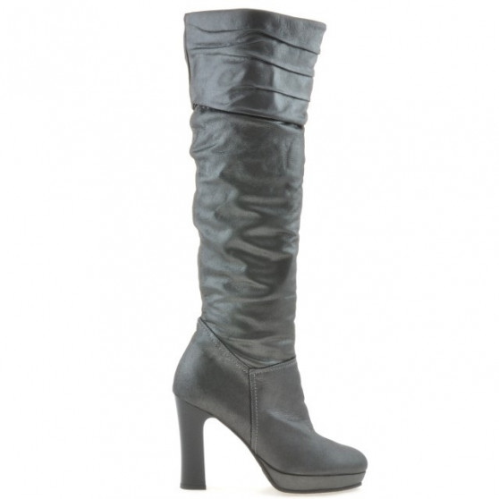 Women knee boots 1118 gray satinat