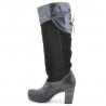 Women knee boots 226-1 black+black antilopa