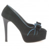 Pantofi eleganti dama 1095 negru antilopa+turcoaz