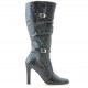 Women knee boots 008-2 crep patent black