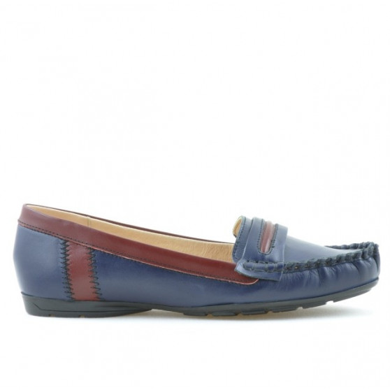 Women loafers, moccasins 619 indigo+burgundy