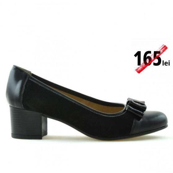 Pantofi casual / eleganti dama 636 lac negru combinat