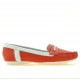 Women loafers, moccasins 619 red coral+white