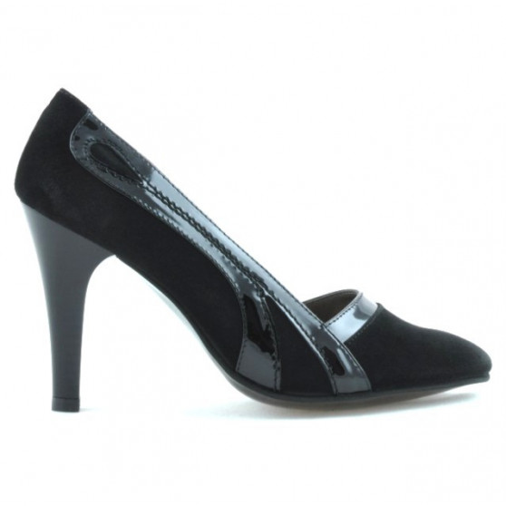 Women stylish, elegant shoes 1208 black antilopa combined